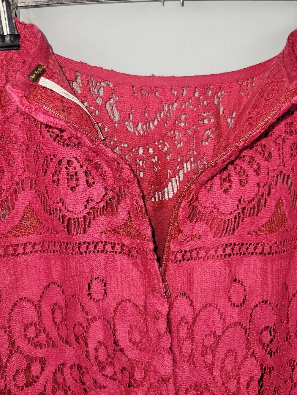 Free People Size 0 Eyelash Lace A-line Short Sleeve Mini Dress